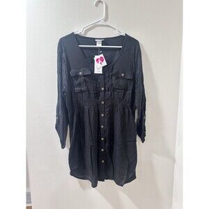 Rumor Has It Maternity Top Button Down 3 Quarter Sleeve Black Women’s Extra Larg